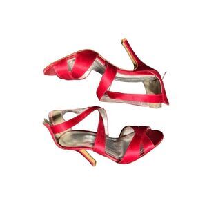 David's Bridal GIA Red Strappy Heels Sandals Size 7
